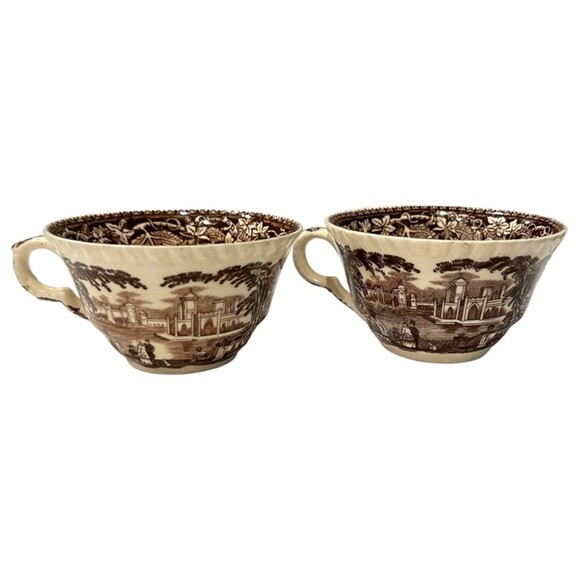 Vintage Mason's Brown Ironstone China Transferware Vista England Teacups (2) - Picture 1 of 8